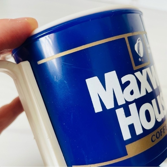 Vintage Maxwell House Coffee Travel Mug w/Lid Sticker Locking Base Removable - Picture 5 of 6